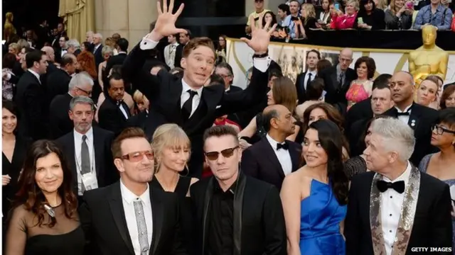 Benedict Cumberbatch and U2 at the 2014 Oscars