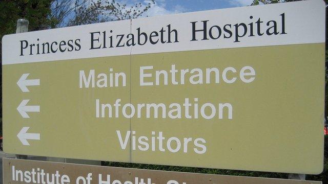 Sign outside Guernsey's Princess Elizabeth Hospital