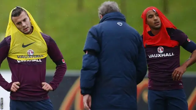 Jack Wilshere, Roy Hodgson and Theo Walcott