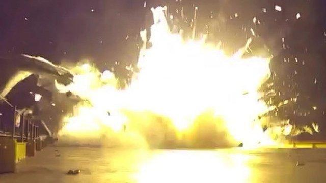 Moment SpaceX Flacon 9 rocket crash lands on barge