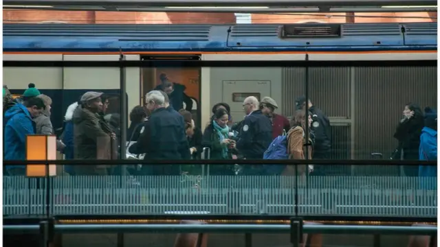 Passengers queuing inside London St Pancras International