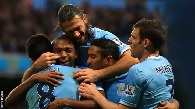 Manchester City players celebrate