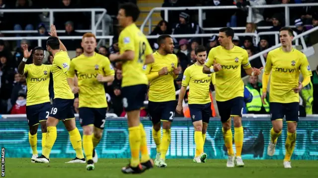 Southampton celebrate their win over Newcastle