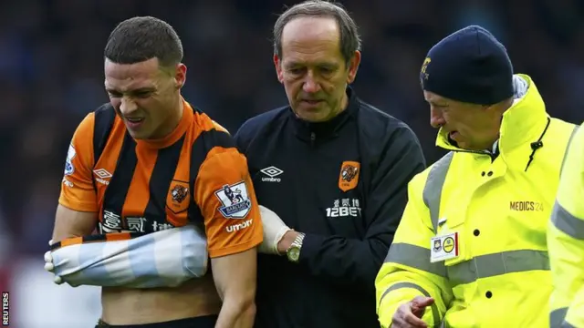 Hull's James Chester goes off injured