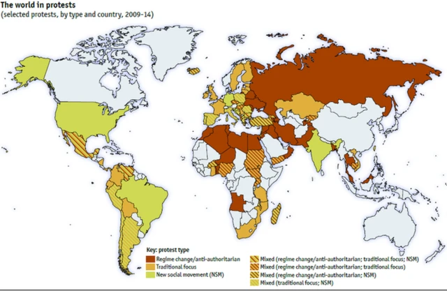 Map of world protest