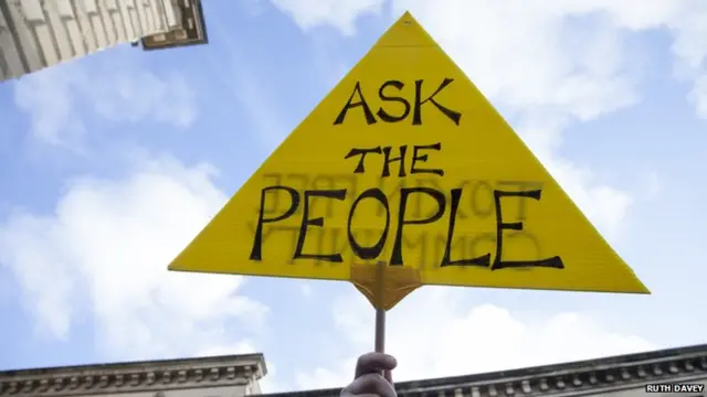 Ask the people placard at a demonstration in Stroud