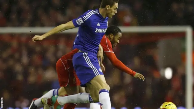 Chelsea's Nemanja Matic and Liverpool winger Raheem Sterling