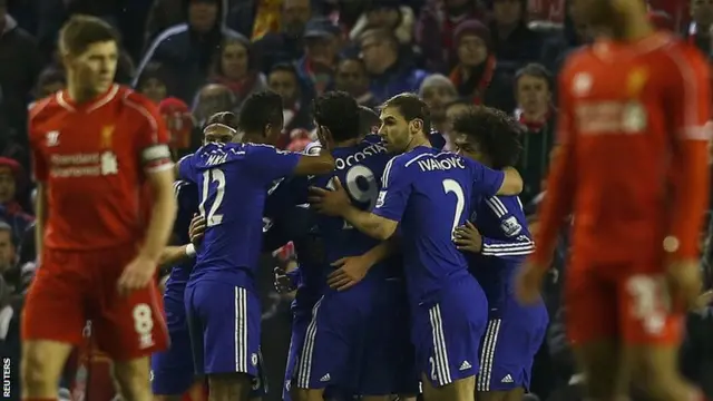 Chelsea celebrate against Liverpool