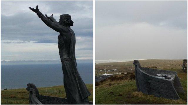 The Manannán Mac Lir statue at the viewing point on Binevenagh Mountain has been stolen