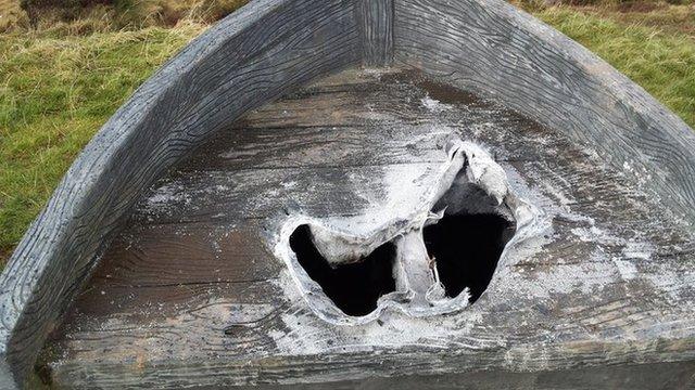 The figure was cut down from its base on the Binevenagh Mountain