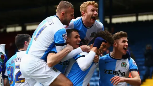 Blackburn Rovers players celebrate