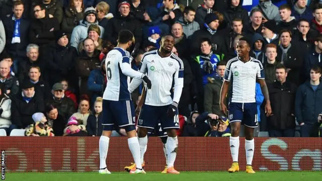 Victor Anichebe is congratulated