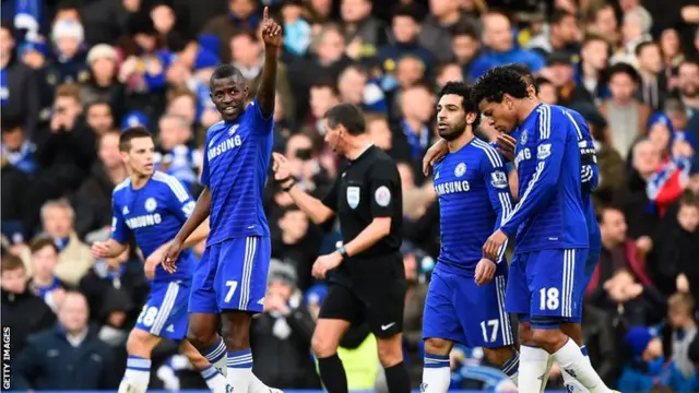 Ramires celebrates Chelsea's second goal