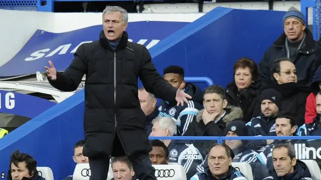 Mourinho gestures from the touchline