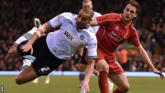 Bolton's Darren Pratley and Liverpool's Javier Manquillo