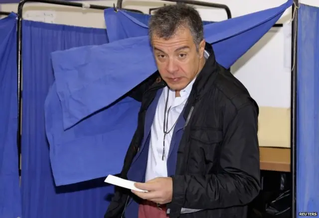 Stavros Theodorakis voting in Chania, on the island of Crete, 25 January