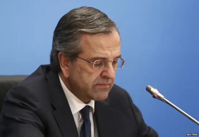 Outgoing Greek Prime Minister Antonis Samaras in Athens, 25 January