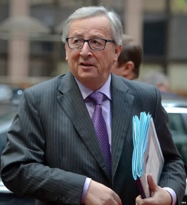 European Commission chief Jean-Claude Juncker arrives for talks with European finance ministers at EU council headquarters in Brussels, 26 January