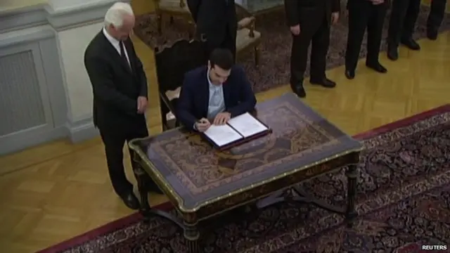 Alexis Tsipras at his swearing in ceremony