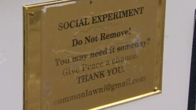 The sign that was placed on the side of the sleeping shelter in Victoria Street in Belfast