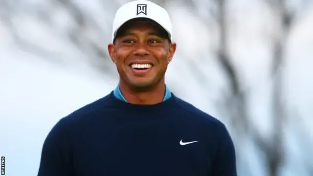 Tiger Woods with his new teeth