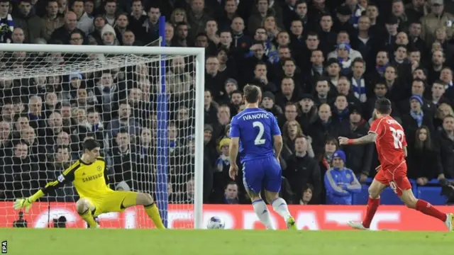 Thibaut Courtois saves with his leg