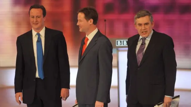 David Cameron, Nick Clegg and Gordon Brown in the 2010 leaders' debates