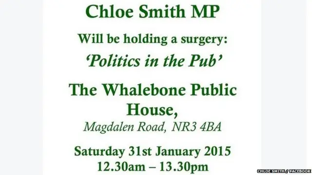 Chloe Smith's surgery flyer