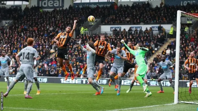 Hull's Ahmed Elmohamady handles the ball