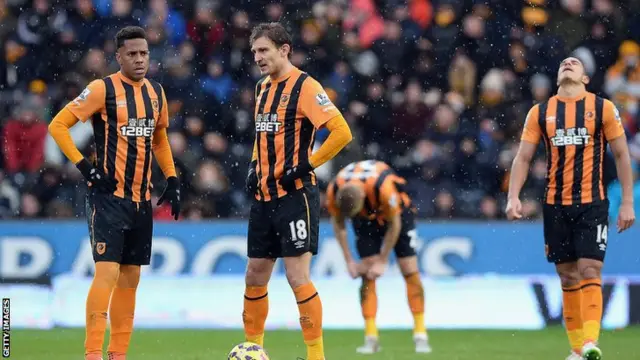 Hull City players react to going 2-0 down