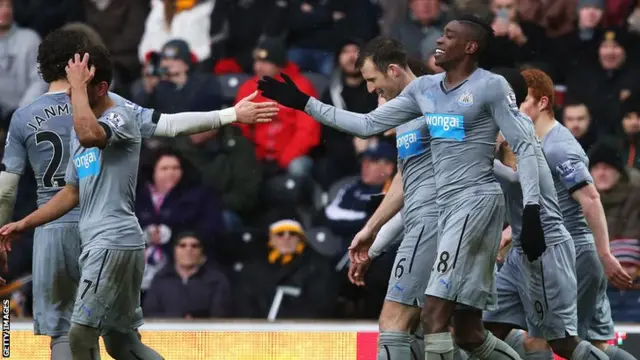 Sammy Ameobi is congratulated by his team mates