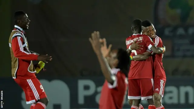 Congo celebrate their qualification for the knockout stages