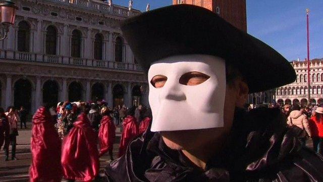 Masked man at Carnival in Venice