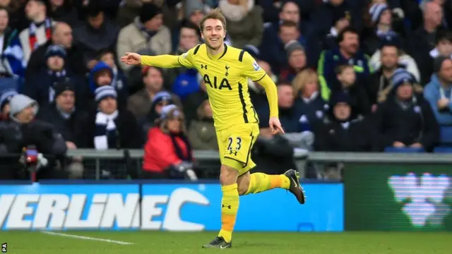 Christian Eriksen celebrates