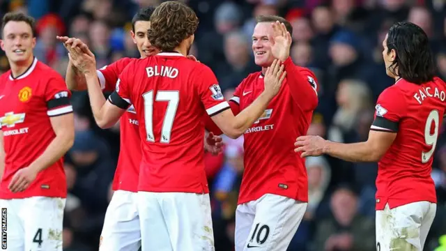 Manchester United players celebrate