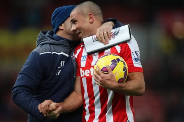 Jonathan Walters of Stoke with the match ball