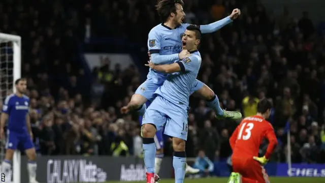 David Silva and Sergio Aguero celebrate