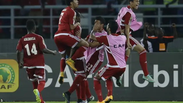 Equatorial Guinea's players celebrate