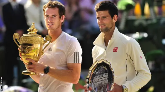 Andy Murray (left) with Novak Djokovic