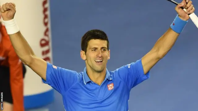 Novak Djokovic celebrates