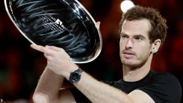 Andy Murray with the runner up trophy