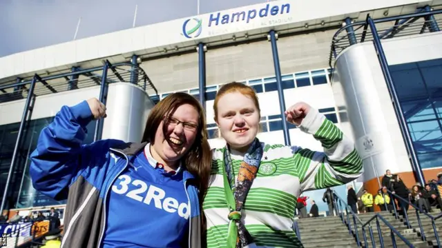 Rangers and Celtic fans gathering at Hampden