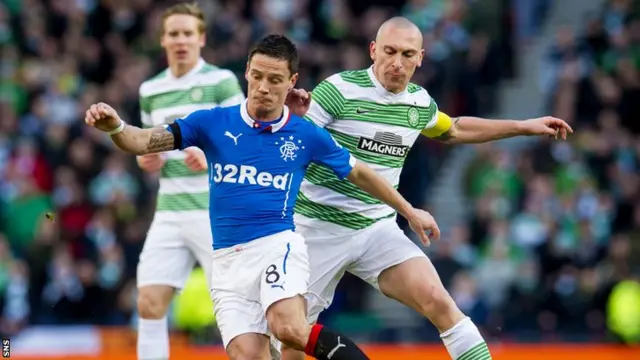 Rangers midfielder Ian Black and Celtic skipper Scott Brown