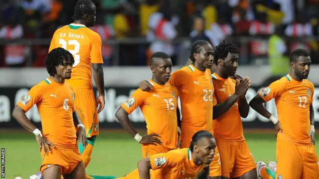 Ivory Coast react with disappointment during their loss to Zambia in the 2012 Afcon final