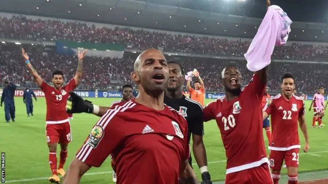 Equatorial Guinea celebrate their qualification for the last four