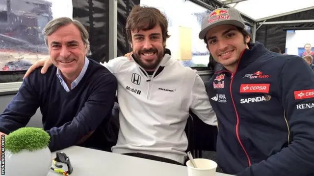 Carlos Sainz, Fernando Alonso and Carlos Sainz Jr