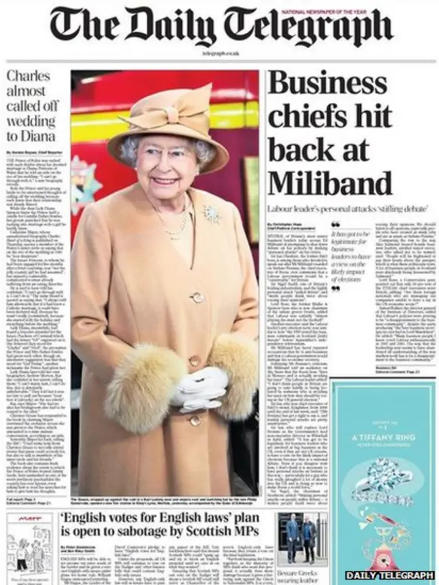 Tomorrow's Telegraph front page