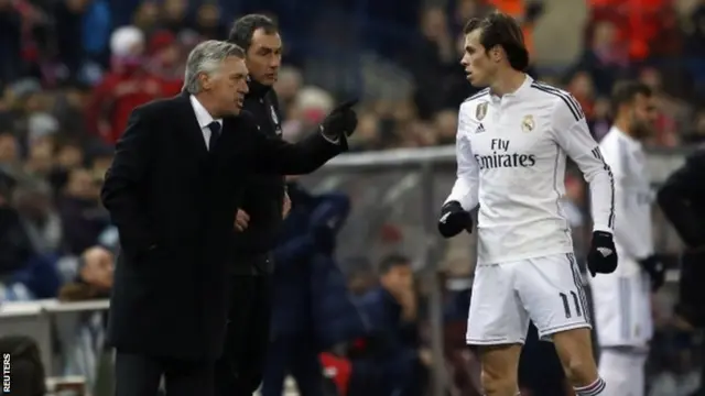 Carlo Ancelotti and winger Gareth Bale