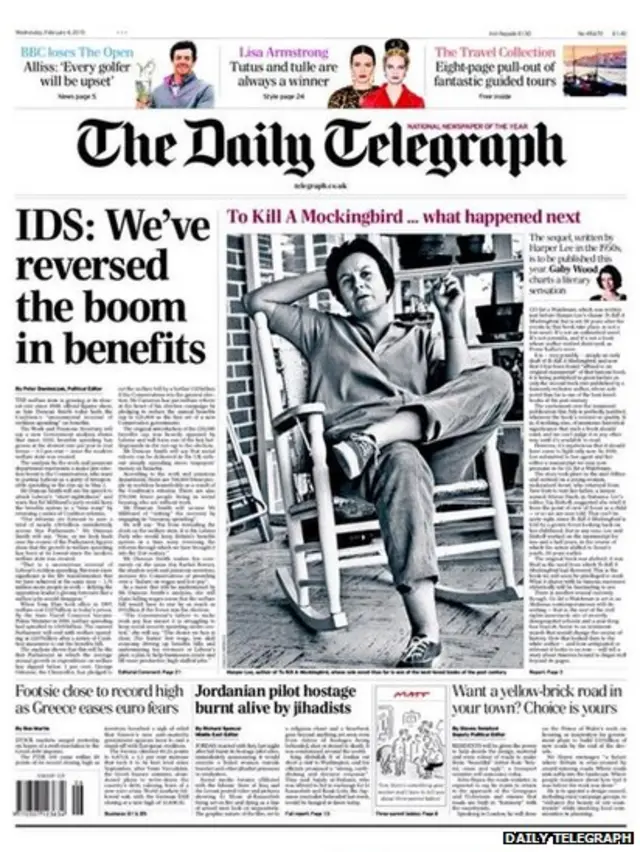 Tomorrow's Telegraph front page