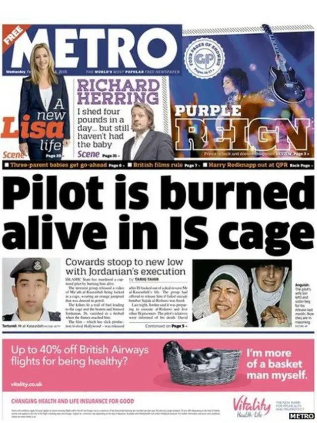 Tomorrow's Metro front page